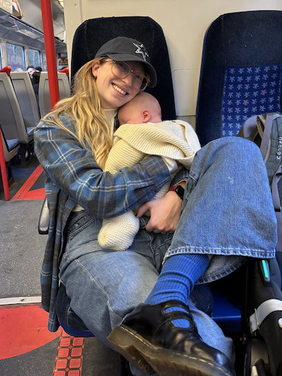 me on the train with my son